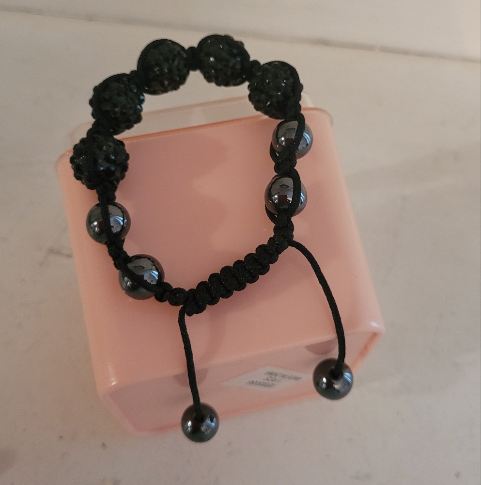 Black Beaded Adjustable Bracelet
